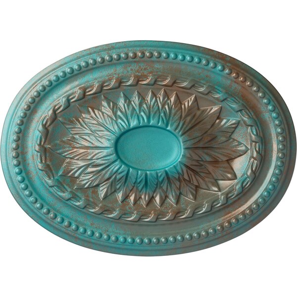Ekena Millwork Saverne Ceiling Medallion, Hand-Painted Copper Green Patina, 18 1/2"W x 13 1/2"H x 1 7/8"P CM18SACGS - main